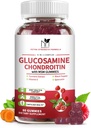Glükoosamiin Kondroitiin Gummies Kolmekordne tugevus (1 000mg Glükosamiini, 750mg Kondroitiin) MSM, kurkum, kvertsetiin, E-vitamiin, ühine tugilisand, antioksüdant 60 Gummies Vaarikamaitse