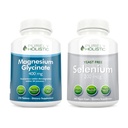 Magneesiumglütsinaat 400mg + Selenium 200mcg - Vegan Bundle - 270 tabletti ja 365 kapslit - valmistatud USAs
