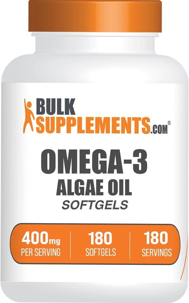 BulkSupplements.com Omega-3 Softgels - alates Algal Oil, vetikaõli Omega 3 Supplement - Gluteenivaba, 1 Softgel per Serving, 180 Count (pakk 1)