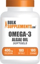 BulkSupplements.com Omega-3 Softgels - alates Algal Oil, vetikaõli Omega 3 Supplement - Gluteenivaba, 1 Softgel per Serving, 180 Count (pakk 1)