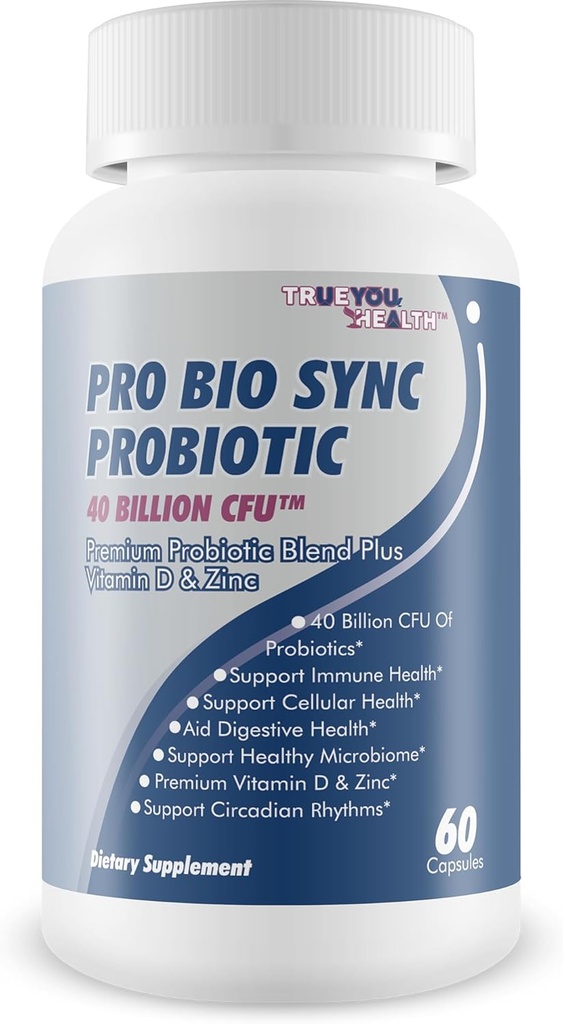 Pro Bio Sync Probiootikum 40 miljardit CFU - Premium probiootiline lisand koos immuunsüsteemi toetusega - aitab parandada soolestiku mikrobioomi - mitu kasu tervisele - seedimise toetamine, rakuline tervis, Circadian Rhythm