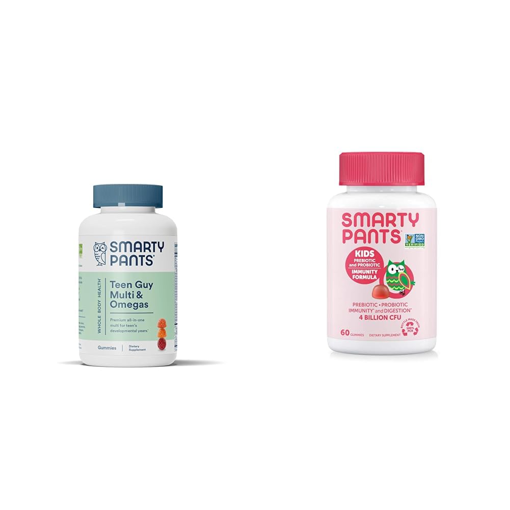 SmartyPants Teen Guy Multivitamiin Gummies: Omega 3 kalaõli (EPA / DHA) ja lapsed Probiootilised immuunsuskummid: prebiootikumid ja probiootikumid seedetrakti tervise ja immuunsuse toetamiseks