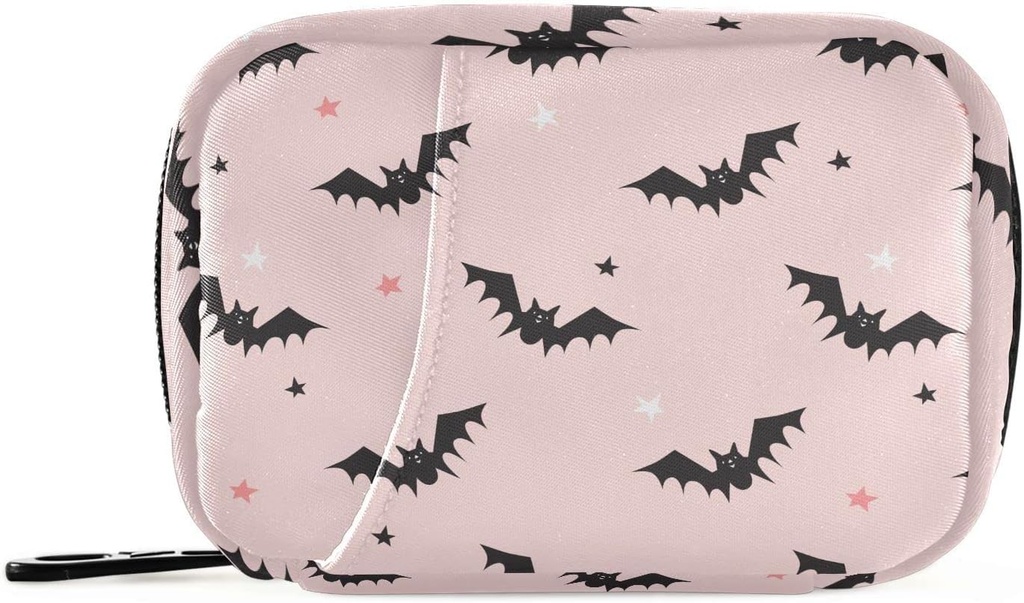 Halloween Bats Roosa Pill Box 7 päeva Pill Case Travel Pill Korraldaja kott koos Zipper Portable Weekly Vitamin Medicine Supplement Hoidja kott