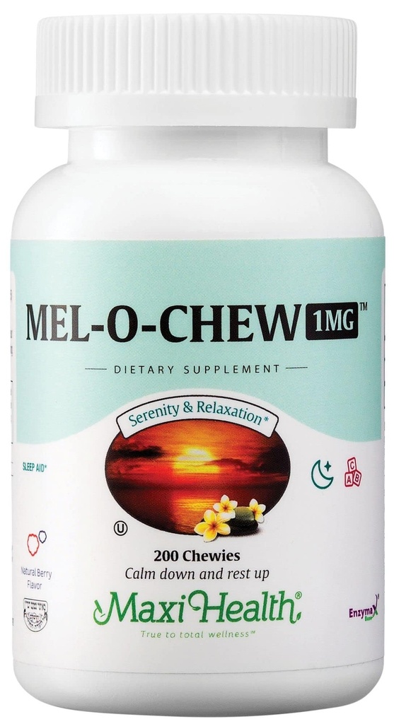 Maxi Tervis Melatoniin 1mg näritav - Uneabi Melatoniin, et julgustada loomulikku und - Mitte-Habit Forming Supplement koos Enzymax kiire toimega tugi Kosher (200 ühikut)