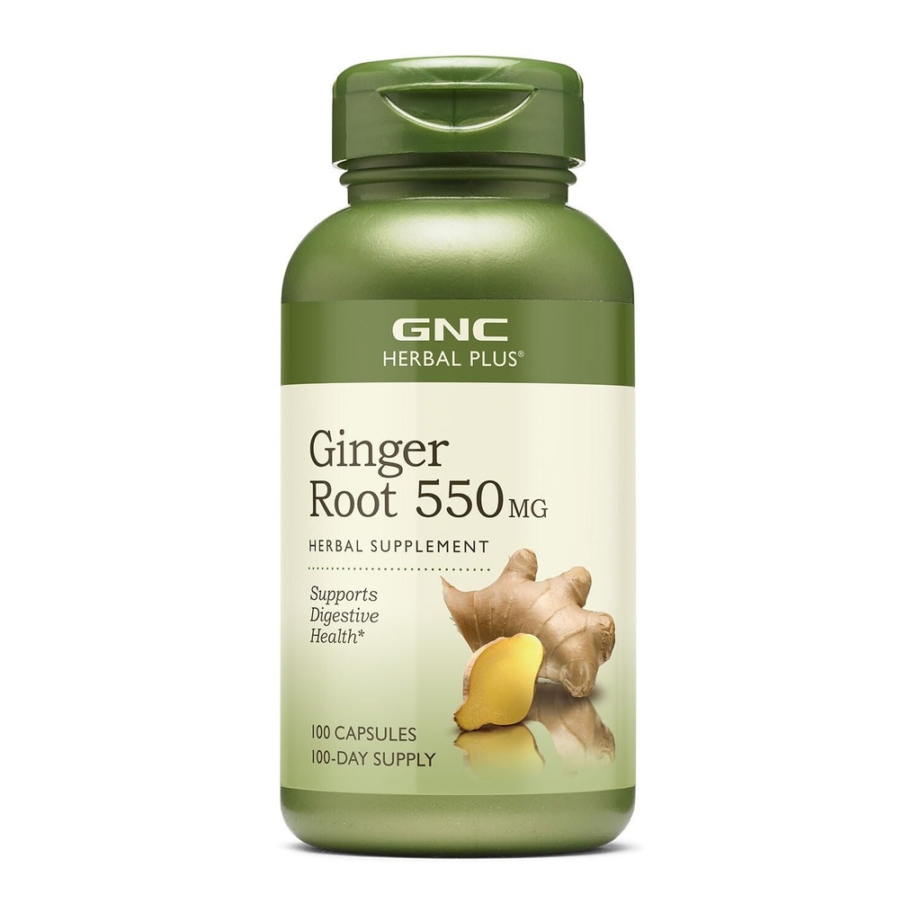 GNC taimsed Plus ingveri juur 550mg täiendus, toetab seedetrakti tervist, 100 serveerimist