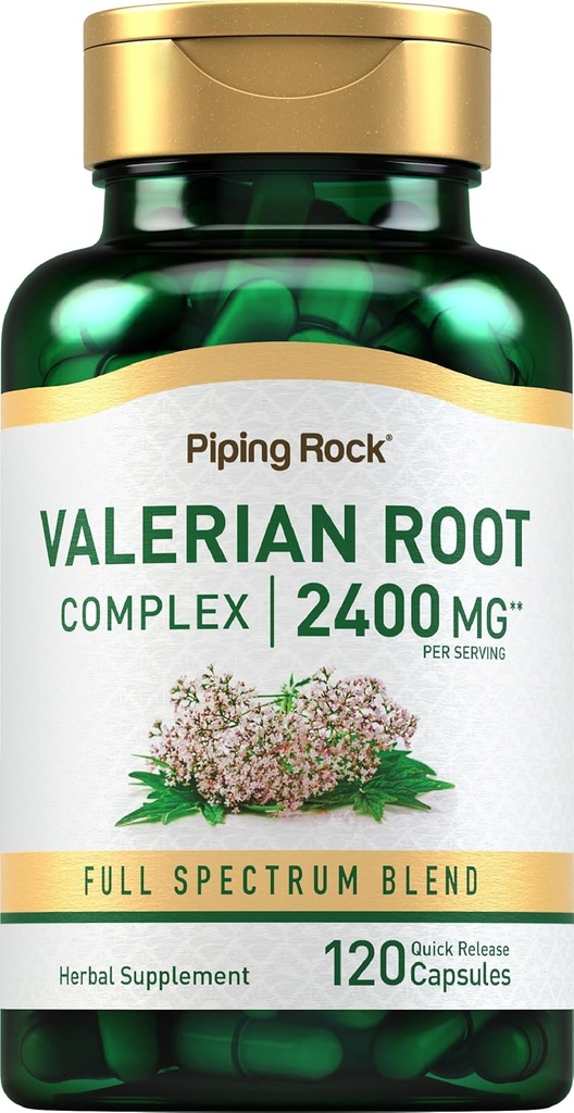 Piping Rock Valerian Juurkapslid 2400 mg | 120 Count | Extract Supplement | Herbal Blend | Non- GMO, Gluteenivaba