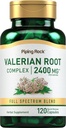 Piping Rock Valerian Juurkapslid 2400 mg | 120 Count | Extract Supplement | Herbal Blend | Non- GMO, Gluteenivaba