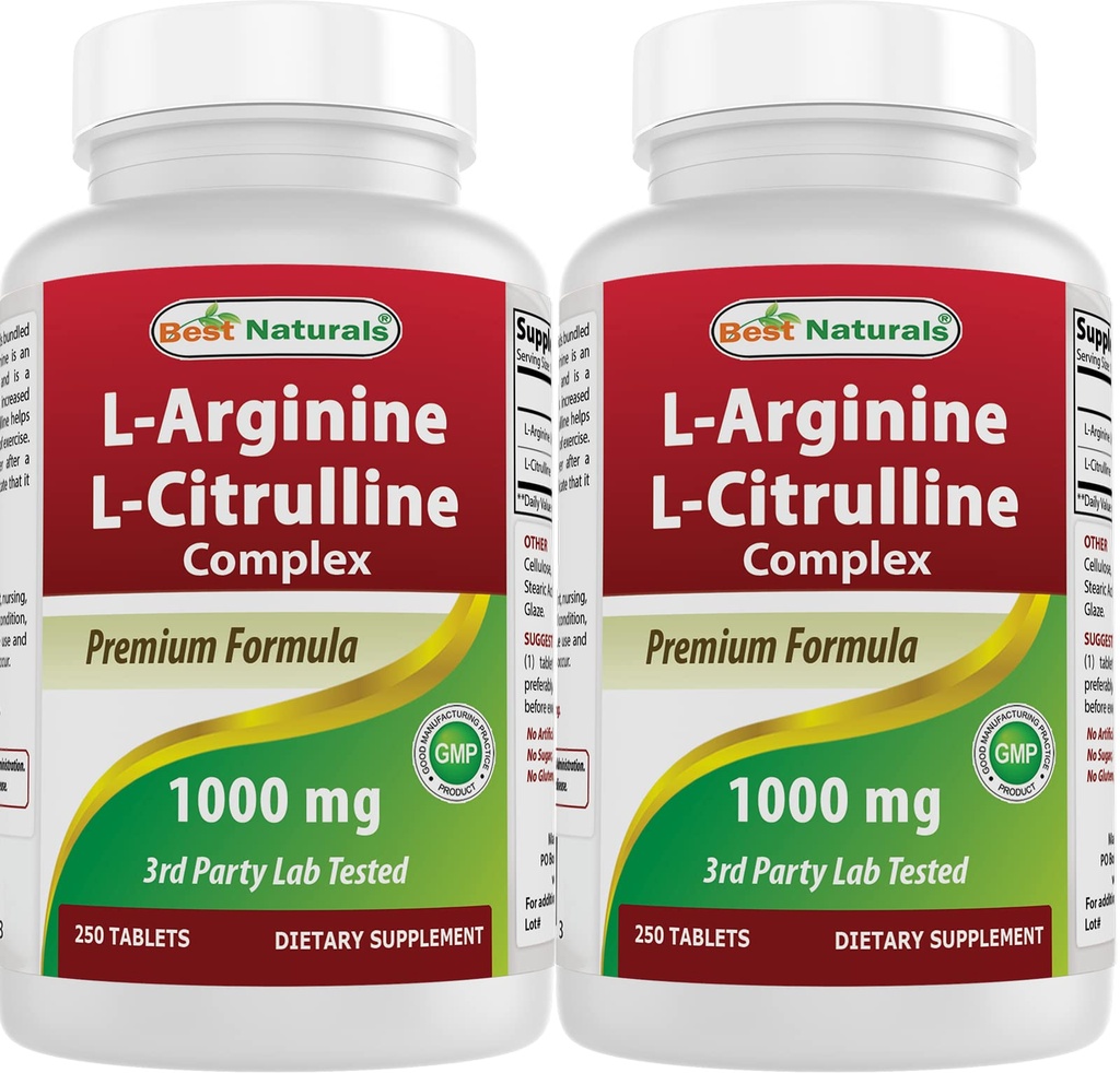 Parimad looduslikud L-arginiin L-tsitrulliini kompleks 1000 mg 250 tabletti (250 loendit (2 pakendis))