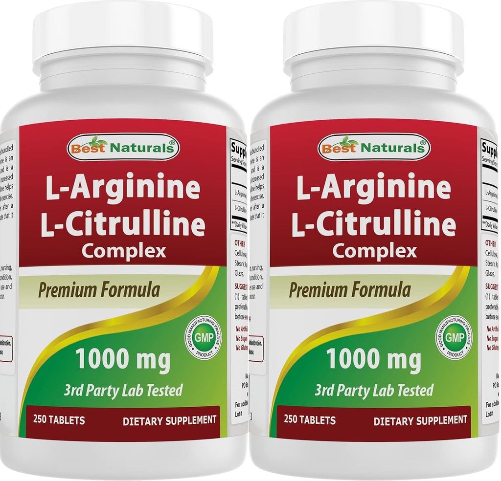 Parimad looduslikud L-arginiin L-tsitrulliini kompleks 1000 mg 250 tabletti (250 loendit (2 pakendis))