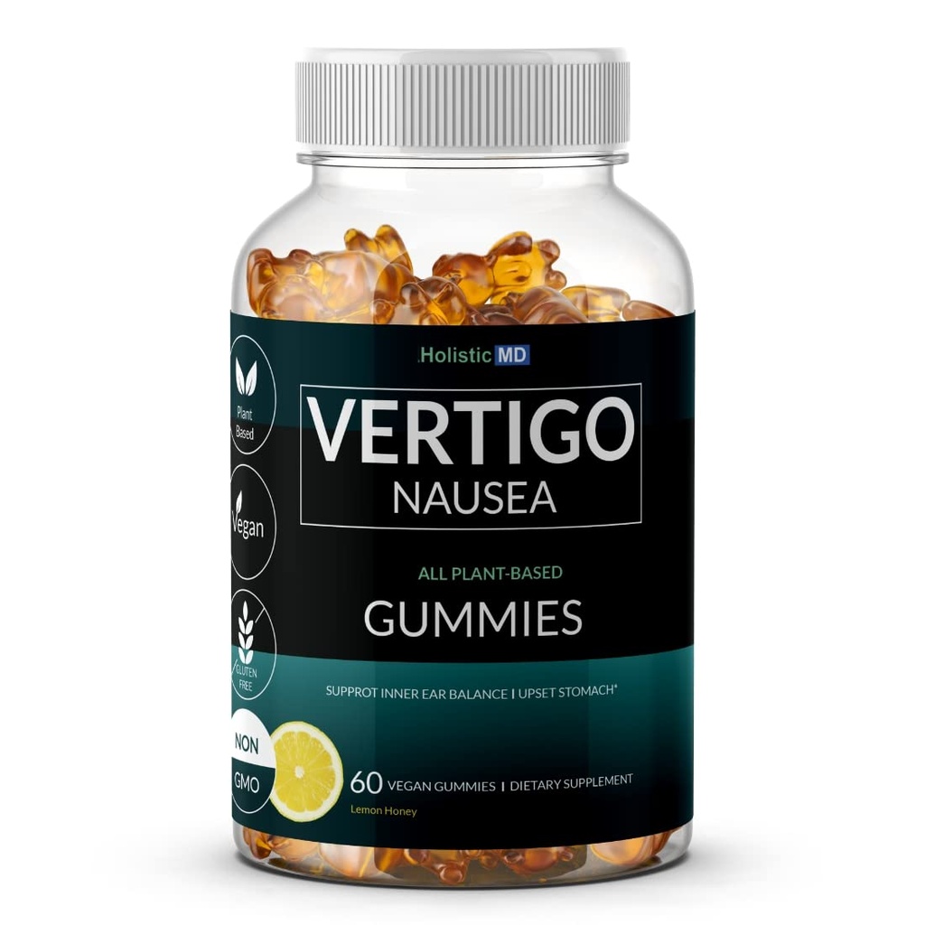 Peapöörituse reljeefsed tooted kliiniliselt uuritud Kudzu Gingko Astragalus Ingver Black Cohosh & Peony lill | Iiveldus Vertigo Peapööritus Relief | | Taimne valem Non GMO | Sidrunimaitse 60 Gummies