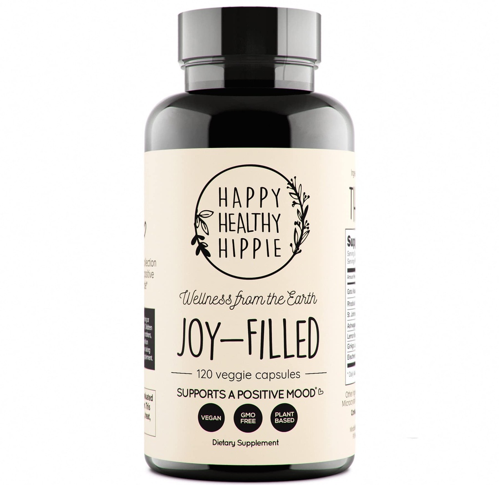 Joy-Filled Mood Support Supplement - 7 Herb Complex w / St. Johns Worts (120 Ct) | Stress Relief Supplement koos Rhodiola Rosea, Eleuthero | Aitab rahustada meelt ja keha | 100% taimepõhine Happy pillid