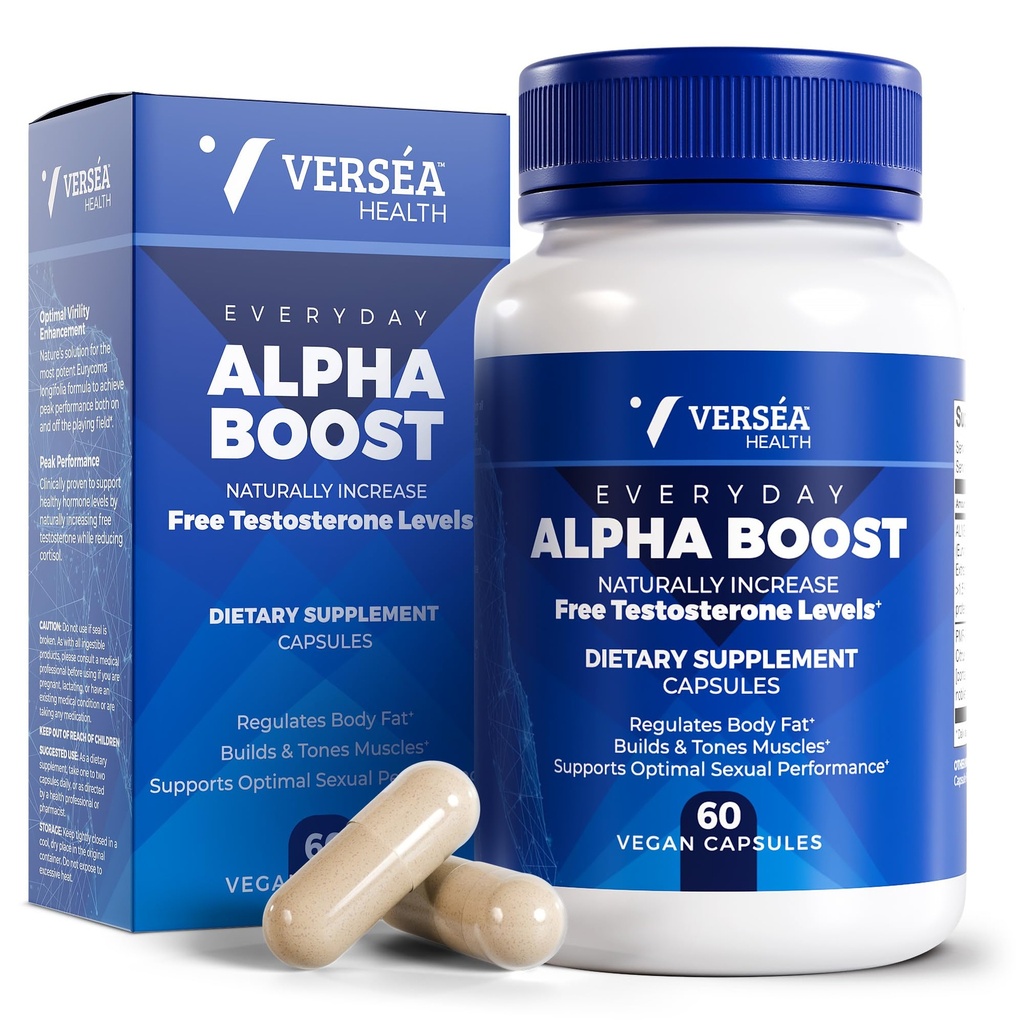 Alpha Boost - Natural Free Testosteroon Toetus, energia, vastupidavus, vastupidavus ja elujõud meestele ja naistele, Multivitamiin tervisliku vananemise ja jõudluse ja kasutab VESIsorb® (60 Ct)