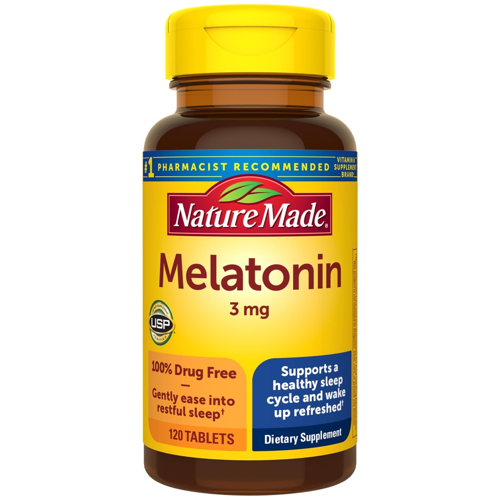 Loodus Made Melatoniin 3mg Sleep Aids täiskasvanutele, 100% Drug Free Sleep Aid, Sleep Supplements, 120 tabletti, 120 päeva pakkumine