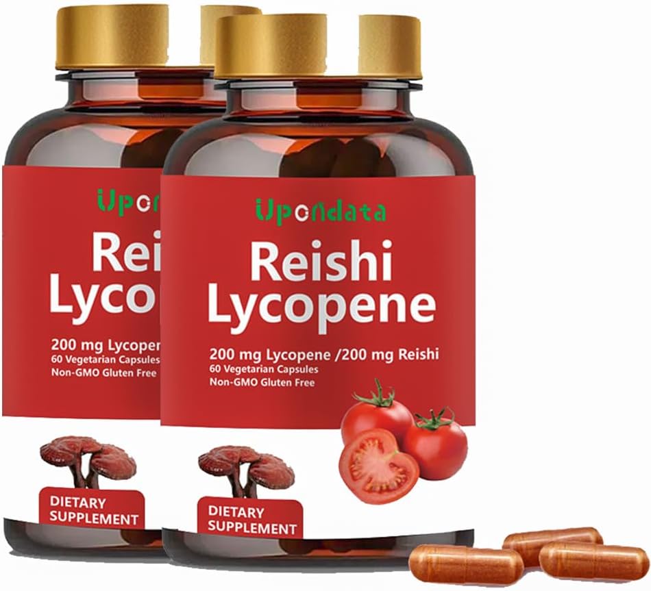 Lükopeenikapslid, looduslik lükopeen 200mg koos orgaanilise Reishi seenega 200mg eesnäärme tervise ja immuunsuse toetamiseks - gluteenivaba, mitte-GMO, 60 kapslit (2 pakendit)