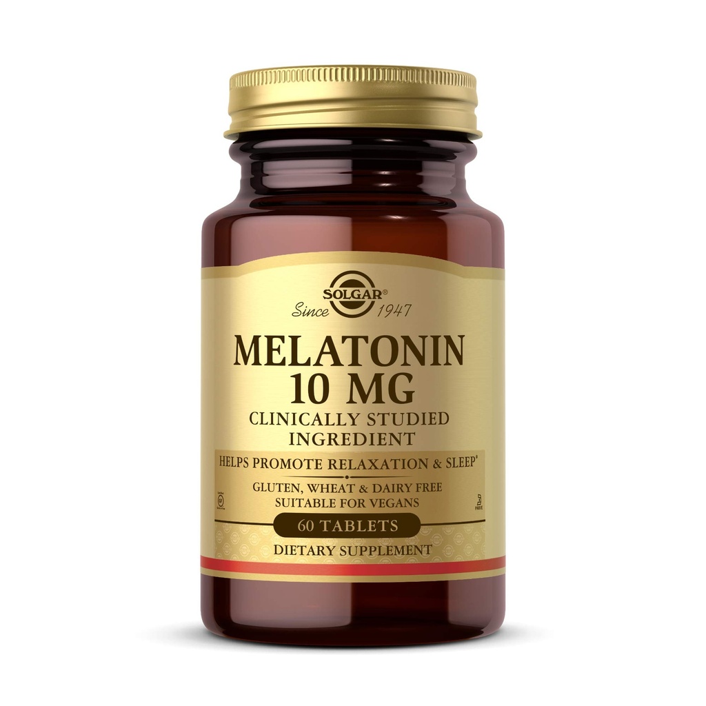Solgar Melatoniin 10mg Tabletid Suur annus aitab edendada lõdvestumist Une Kliiniliselt uuritud melatoniin toetab loomulikku unetsüklit Vegan Gluteen tasuta piimatoodete tasuta Kosher Servings, 60 Count