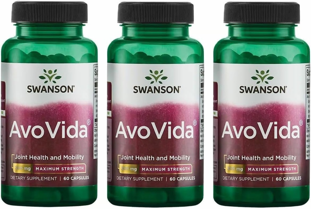 Swanson AvoVida - Natural Supplement Promoting Joint Health & Mobility - Avocado & Soybean Unsaponifiables to Support Cartilage & Tissue Health - (60 Capsules, 300mg Each) 3 Pack