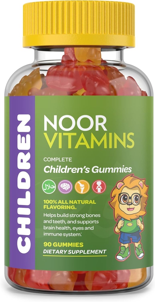Halal Vitamins, Kids Vitamins, Kids Multivitamin Gummies Noor Vitamins: Vitamin C for Kids, D3, and Zinc for Immunity, B6 B12 for Energy. Non-GMO, Halal Gummies - 90 Count Gummy Vitamins for Kids