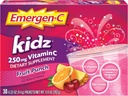 Emergen-C Kidz 250mg Kids C-vitamiini pulber, kofeiinivaba, immuunsuse tugijoogi segu, puuviljade punch maitse - 30 krahv / 1 kuu pakkumine