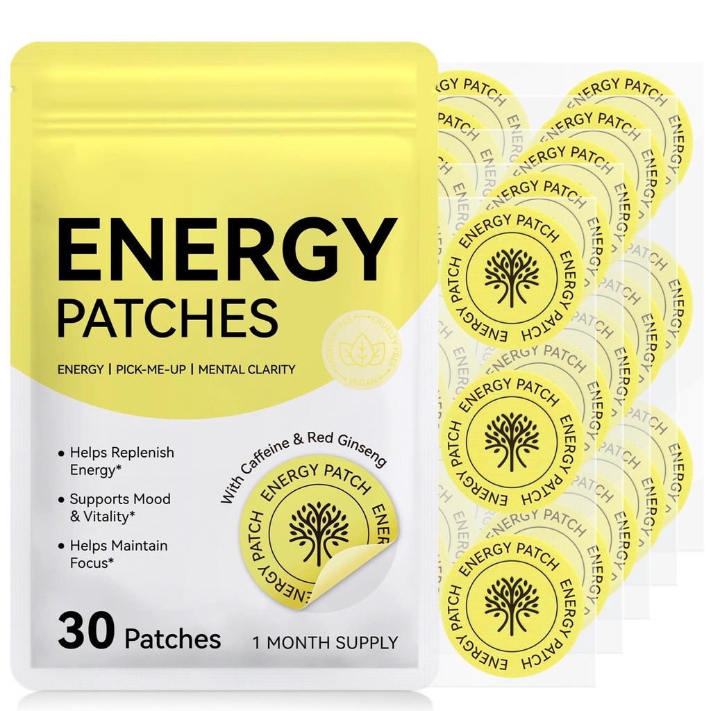 Energy Patches, Plant-Based Formula Patch for Women Men, 30 Patches