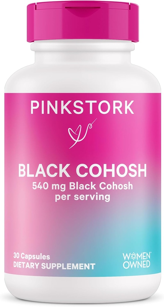 Roosa Stork Black Cohoshi toidulisandid naistele - 540 mg puhas must Cohosh perimenopausi, menopausi tugi - 30 kapslit