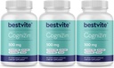 BESTVITE Cognizin Citicoline 500mg (180 taimetoitlased kapslid) (60x3) - kliiniliselt uuritud Premium Koliin Nootroopne - Ei Stearates - Vegan - Gluteenivaba - Aju toidulisandid mälu ja fookus
