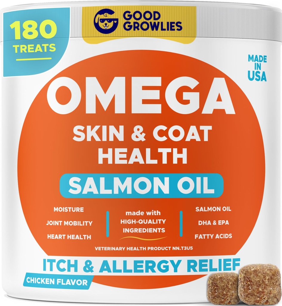 Omega 3 kalaõli koertele (180 Ct) - naha ja karva närimine - kuiv ja sügelev naha leevendamine + allergia tugi - läikivad mantlid - EPA & DHA rasvhapped - looduslikud lõheõli närid edendavad südant, puusa ja ühist tuge