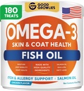 Omega 3 kalaõli koertele (180 Ct) - naha ja karva närimine - kuiv ja sügelev naha leevendamine + allergia tugi - läikivad mantlid - EPA & DHA rasvhapped - looduslikud lõheõli närid edendavad südant, puusa ja ühist tuge