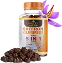 GOLDEN SAFFRON , Saffron Gummies Sisaldab 88,5 mg. Puhas safraniekstrakt + GABA, vitamiin D2, Passion Flower ja naistepuna, holistilise heaolu, kirsside maitse Vegan