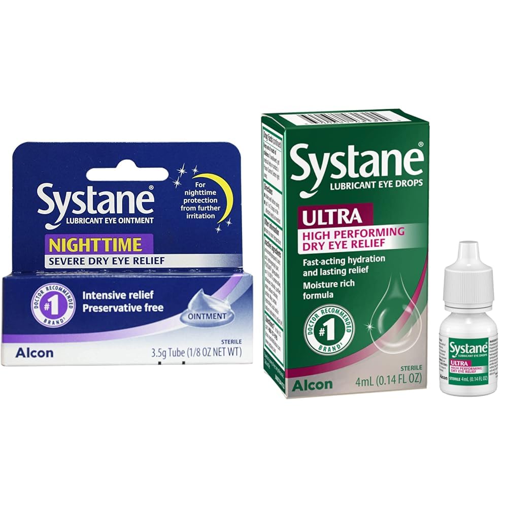 Systane Nighttime Määrdeaine Silmasalv 3,5 g Tube & Ultra Määrdeaine Silmatilgad,0,14 Fl Oz (Pack of 1)
