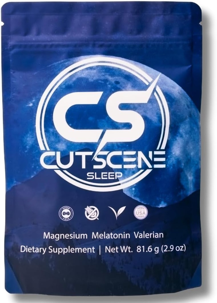 CutScene Sleep Supplement (34 Scoops): Sleep & Recovery Segu melatoniiniga, Valerian Juur, Magneesium. Gluteenivaba, vegan, suhkruvaba. Limonaadi jäätee maitse.