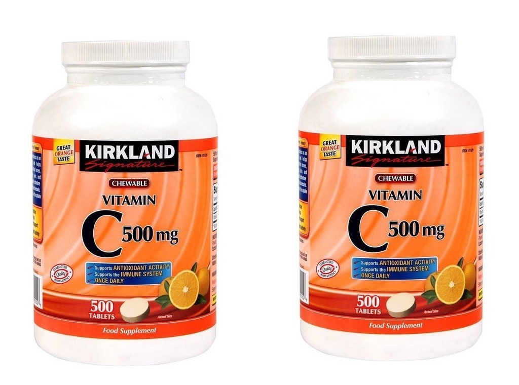 Kirkland Vitamiin C (500 mg), Tangy Orange, näritavad tabletid, 500 loend (pakk 2)