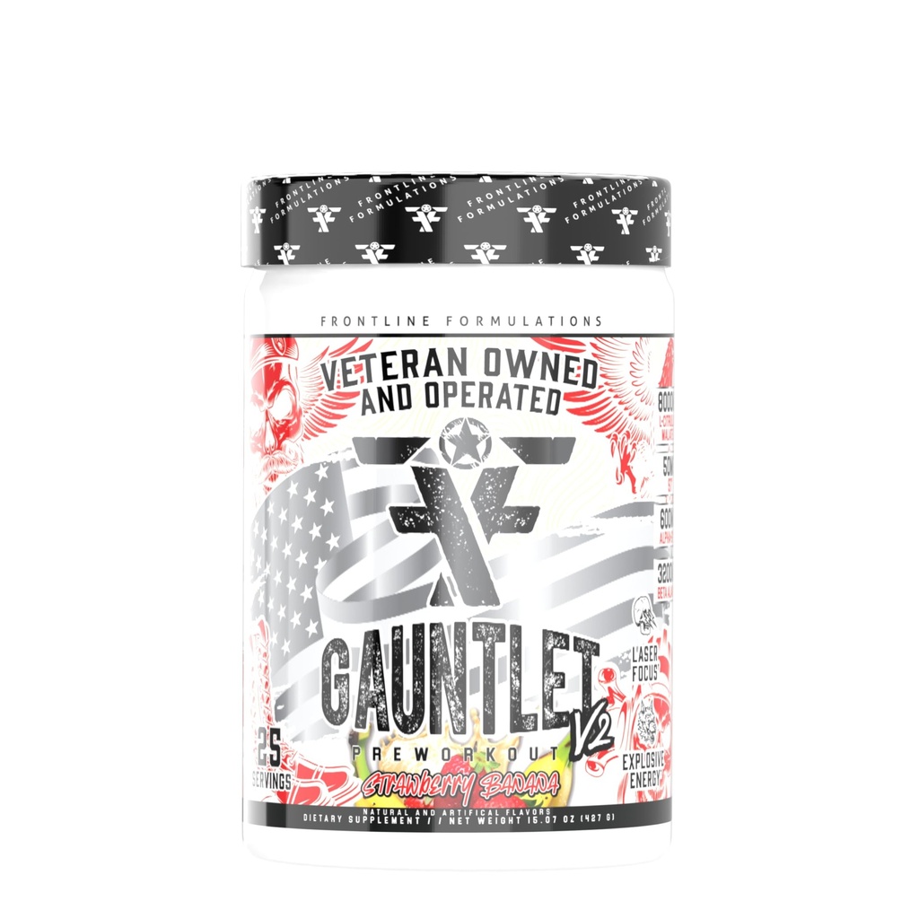 Gauntlet Pre-Workout Powder, Explosive Treeningud, Laser Focus, Mid Stim, Amazing Maitse, Veteran Omatud ja Operateeritud, Pakend võib varieeruda (25 Servings, maasika banaan)