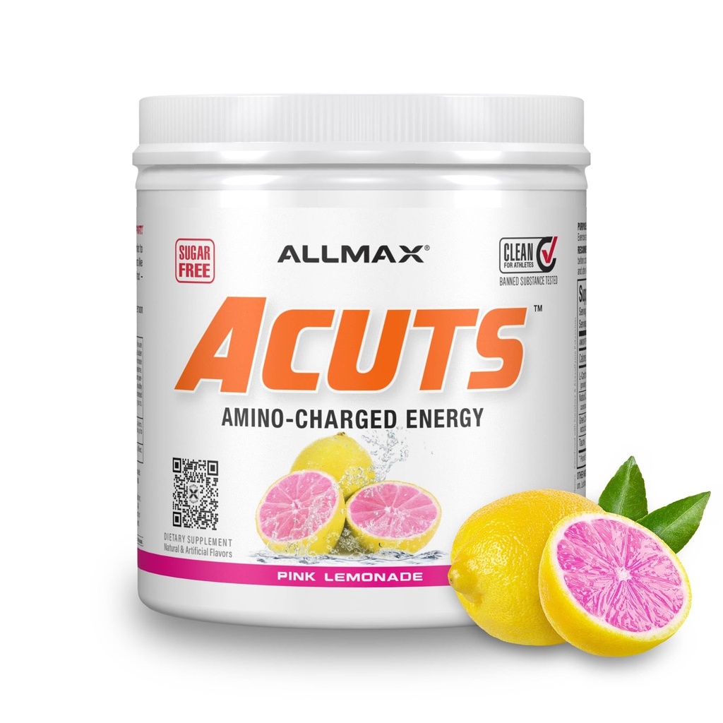 ALLMAX Nutrition AMINOCUTS (ACUTS), Amino-Charged Energy Drink koos tauriini, L-karnitiin, Green Coffee Bean Extract, Pink Lemonade, 30 Servings