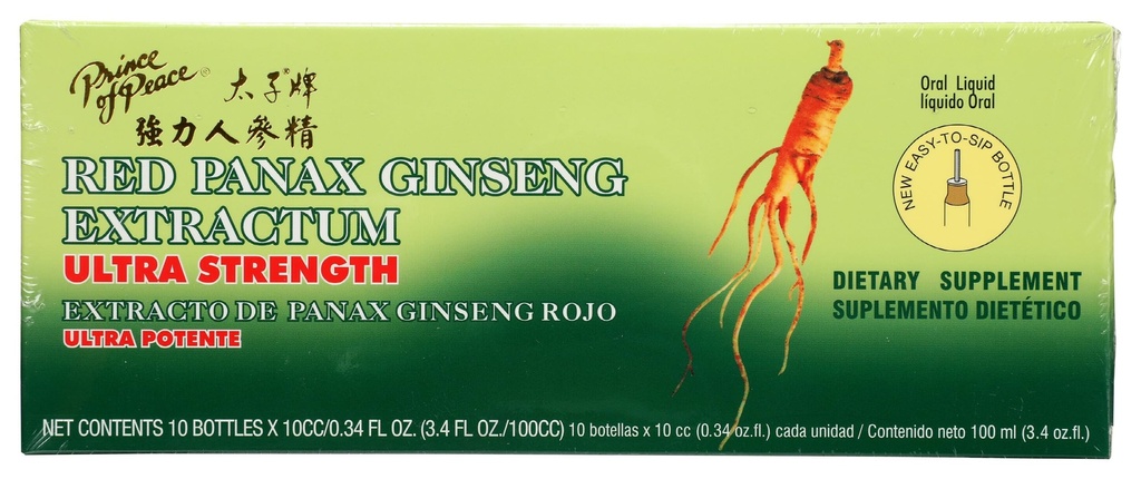 Rahuvürst Punane Panax Ginseng Extractum Ultra Tugevus - 3,4 oz - 10 pudelit