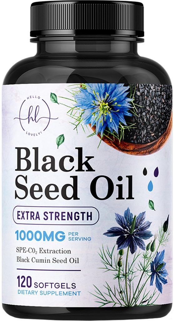 Black Seed Oil Softgels 1000mg - Premium Nigella Sativa Blackseed, Pure Natural Black Cumin Seed Oil & Antioksüdant Skin & Immune Support - Non GMO, Bottled in USA Supplement - 120 Softgels