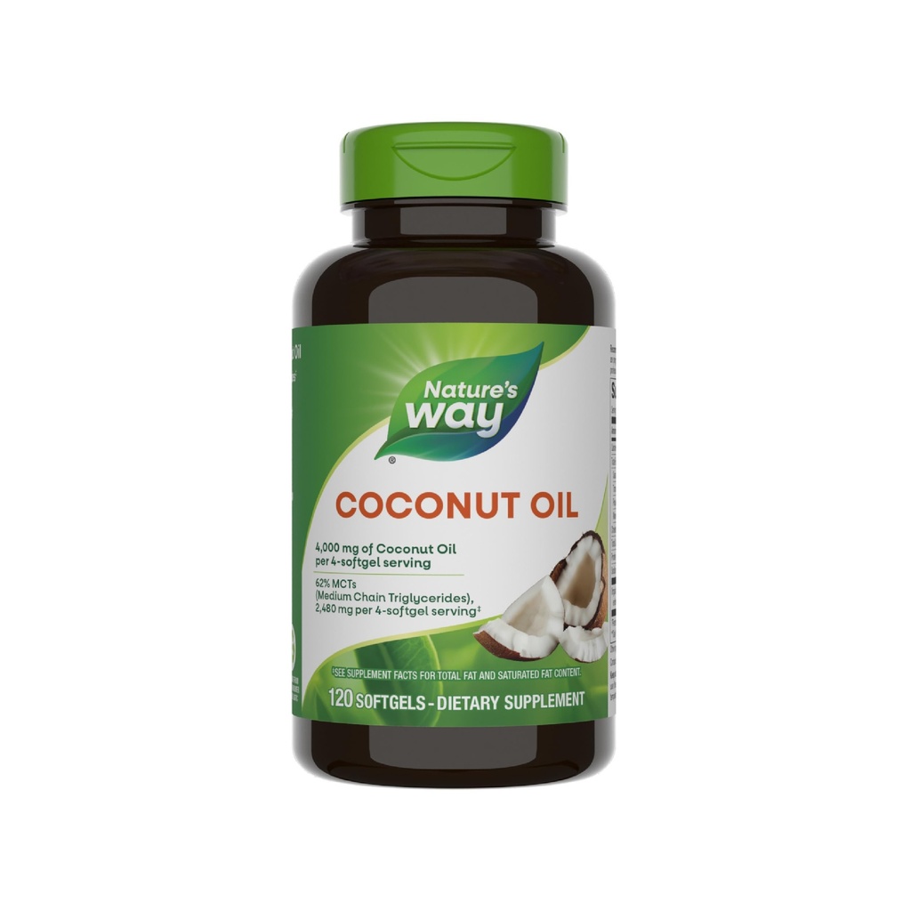 Nature's Way kookosõli, 62% MCT-d(1), heksaanivaba, 120 softgels (pakendamine võib varieeruda)