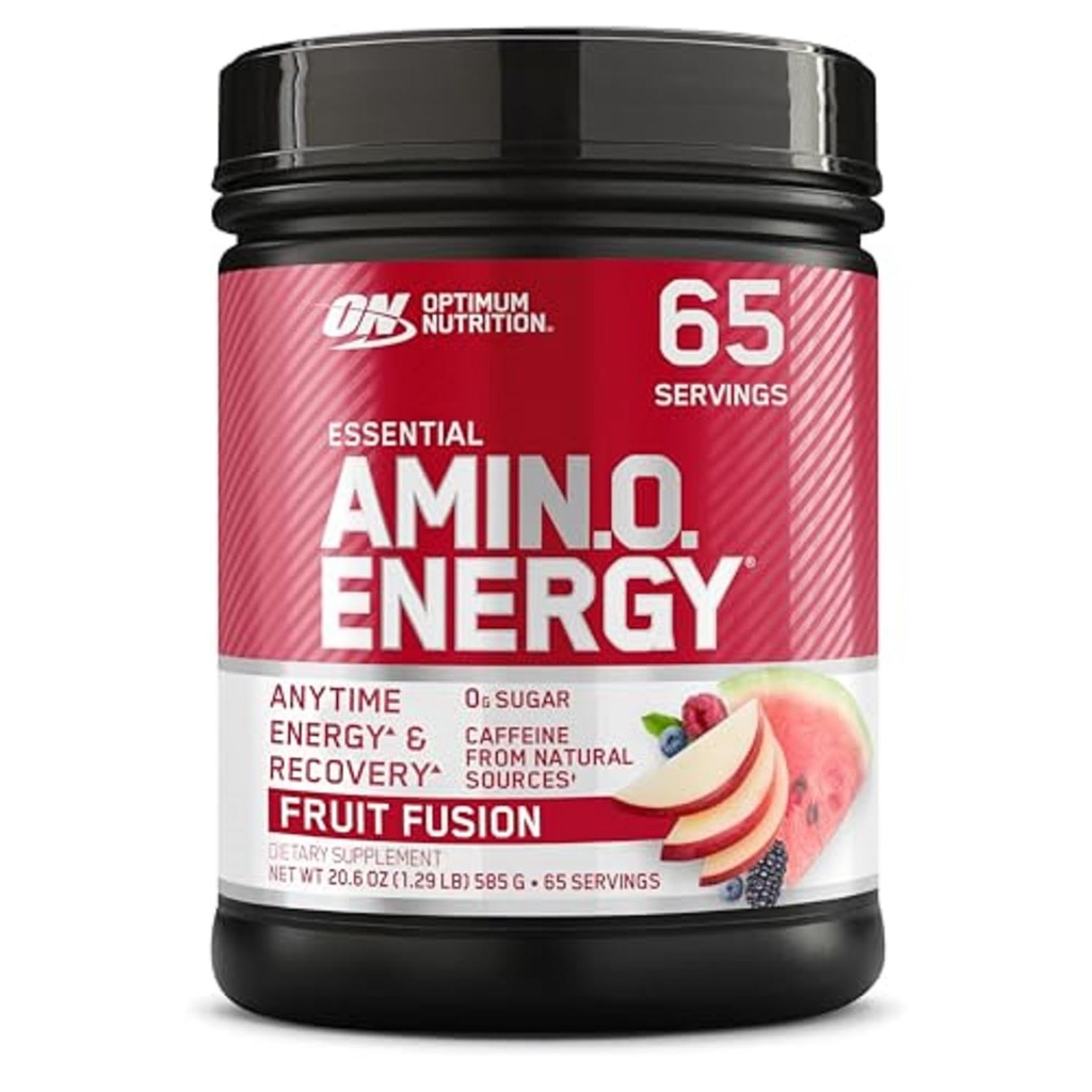 Optimum Nutrition Amino Energy - Pre Workout rohelise tee, BCAA, Aminohapped, Keto Sõbralik, rohelise kohvi ekstrakt, energia pulber - puuviljade fusion, 65 serveerimine (pakendamine võib varieeruda)