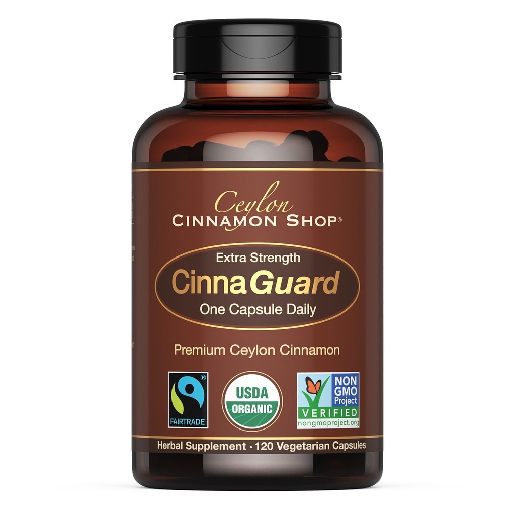 Ceylon Cinnamon Shop CinnaGuardTM Orgaaniline Ceyloni kaneeli lisa 2500 mg kapsli kohta | ekstra tugevus | 4 kuu pakkumine | 120 loend - mitte-GMO & gluteenivaba antioksüdant
