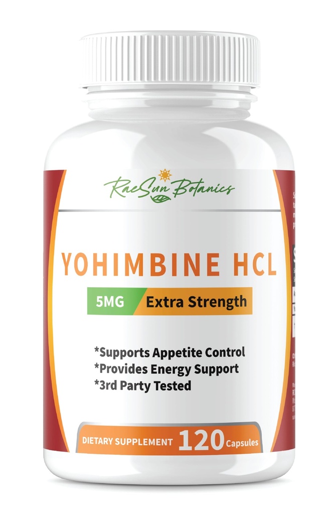 Yohimbine HCL Bark ekstrakt ekstra tugevus täiendus 5mg x 120ct kapslid Premium rasvapõletaja, kaalulangus, söögiisu kontrolli, meeste toetus, energia ja palju muud