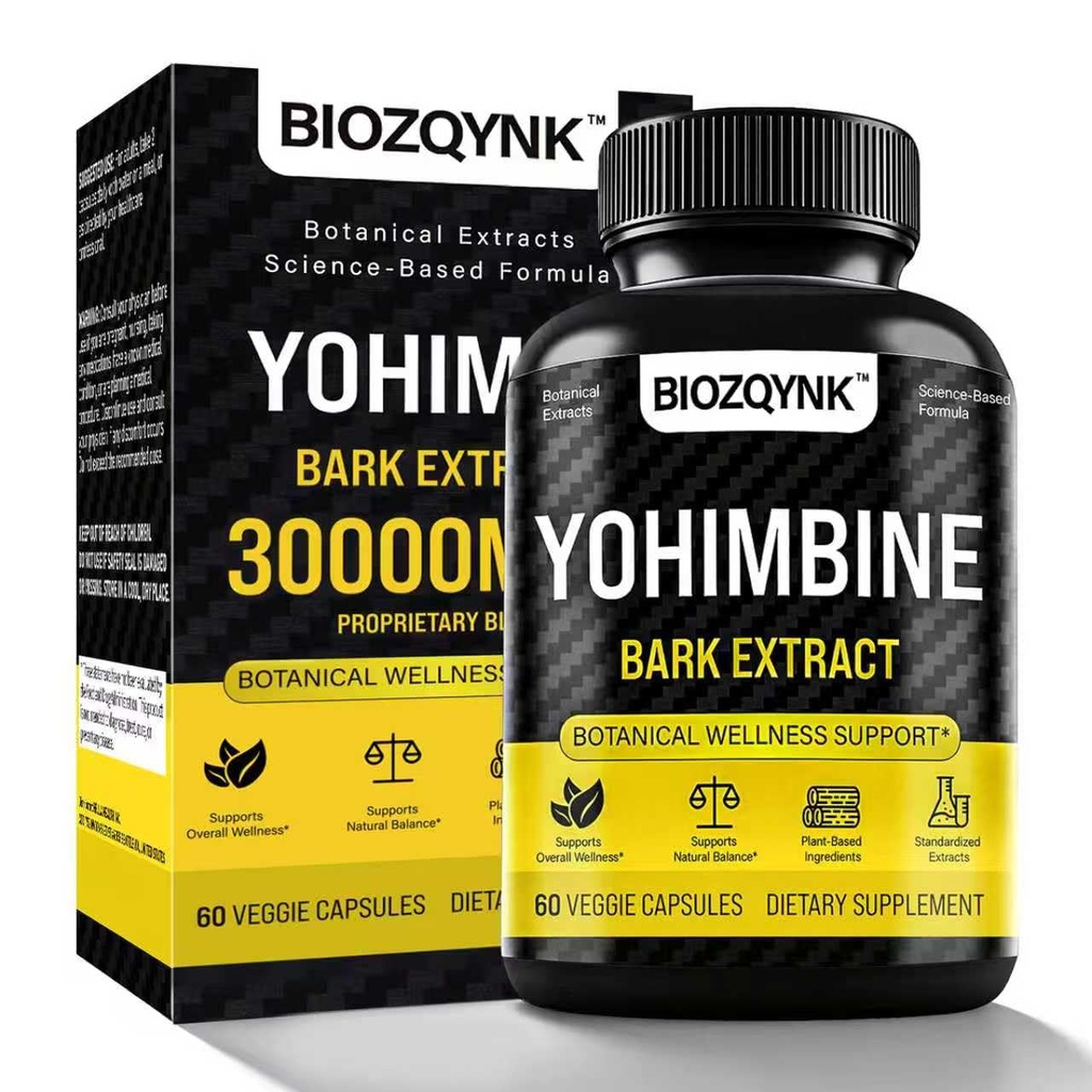 Botaaniline vitaalsuse valem - Yohimbe ekstrakt + Muira Puama + Maca juur + must pipar & tsink - taimepõhine segu igapäevaseks heaoluks - 60 vegankapslit