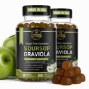 Soursop Leaves & Soursop Fruit Gummies - 3000mg Soursop Extract - 2 Pack Graviola Supplement - Soursop Fruit and Leaf - 120ct - Sugar-free - Gluteenivaba - Non-GMO - Vegan Friendly
