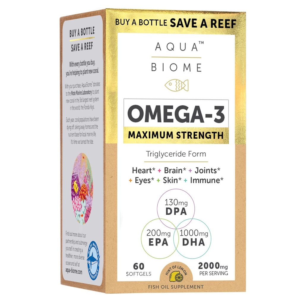 Enzymedica Aqua Biome Maksimaalne tugevus Omega 3 Kalaõli, 60 Softgels