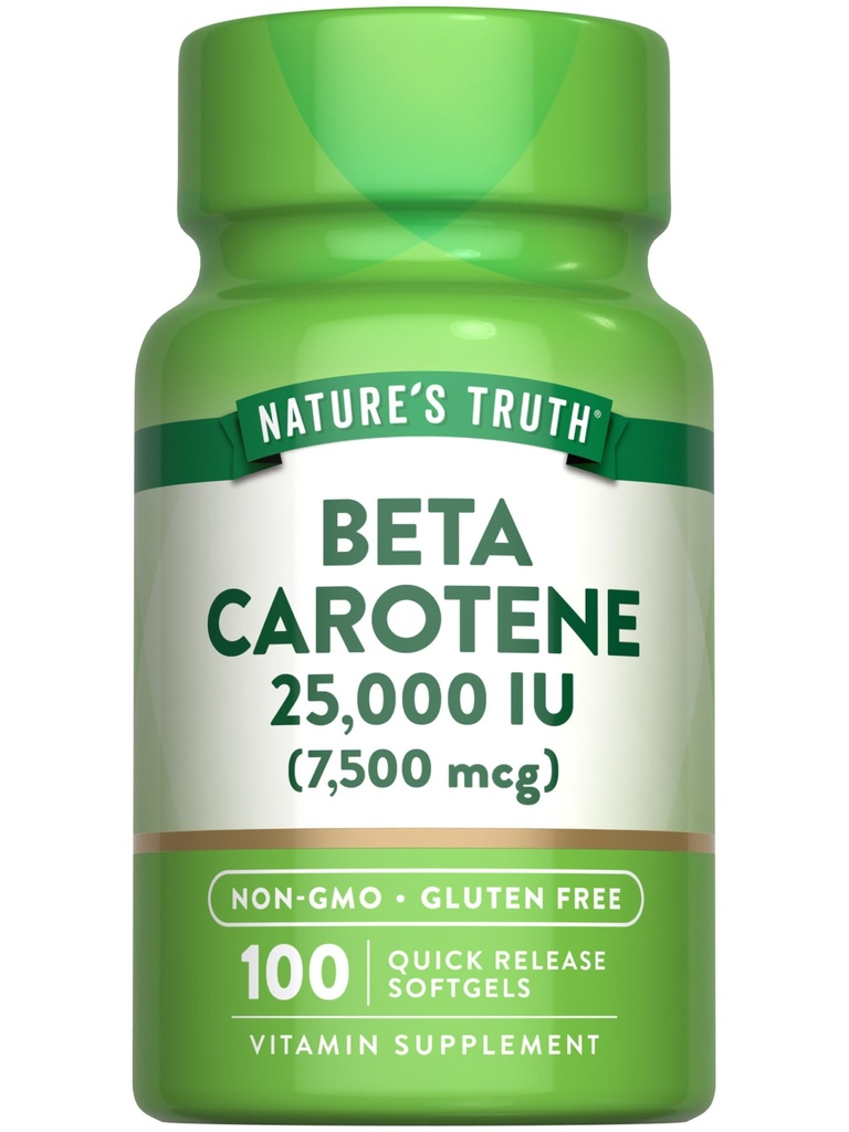 Nature's Truth Beta Carotene 25000 IU Softgels | 100 Count | Vitamin A Supplement | Non-GMO and Gluten Free