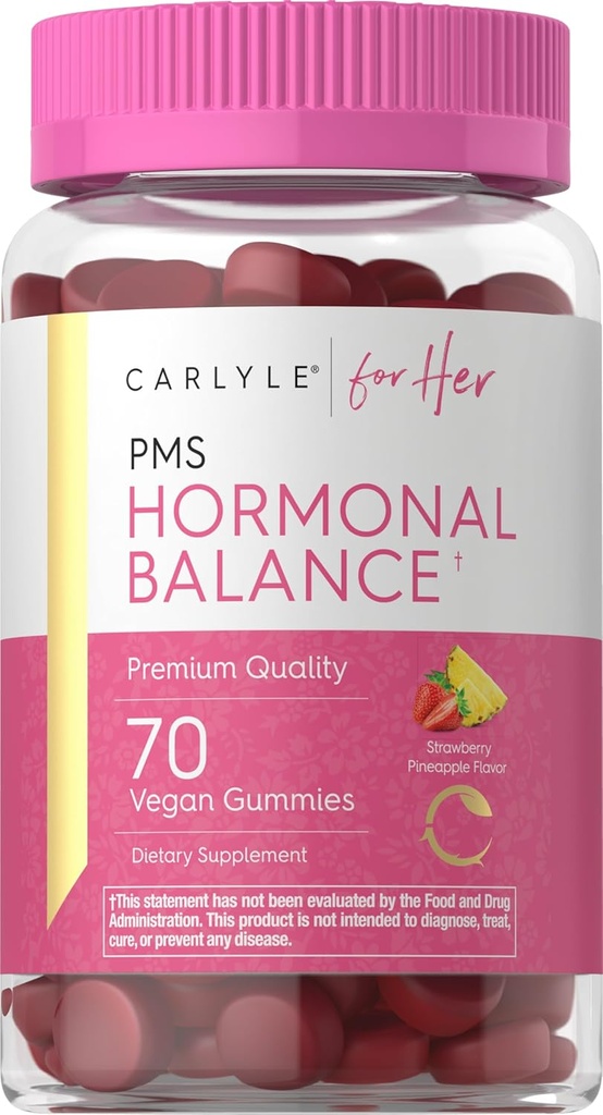Carlyle Hormonaalne tasakaal naistele ja PMS täiendus | 70 Gummies | Vitamiinikompleks | koos rauaga | Vegan, mitte-GMO, gluteenivaba | tema jaoks