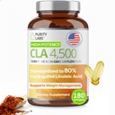 Puhtus Labs CLA täiendused 4500MG - mitte-GMO saflooriõli - toetab energiat, kehakaalu langust, südame tervist ja lihaste tervist - 180 Pehme geel