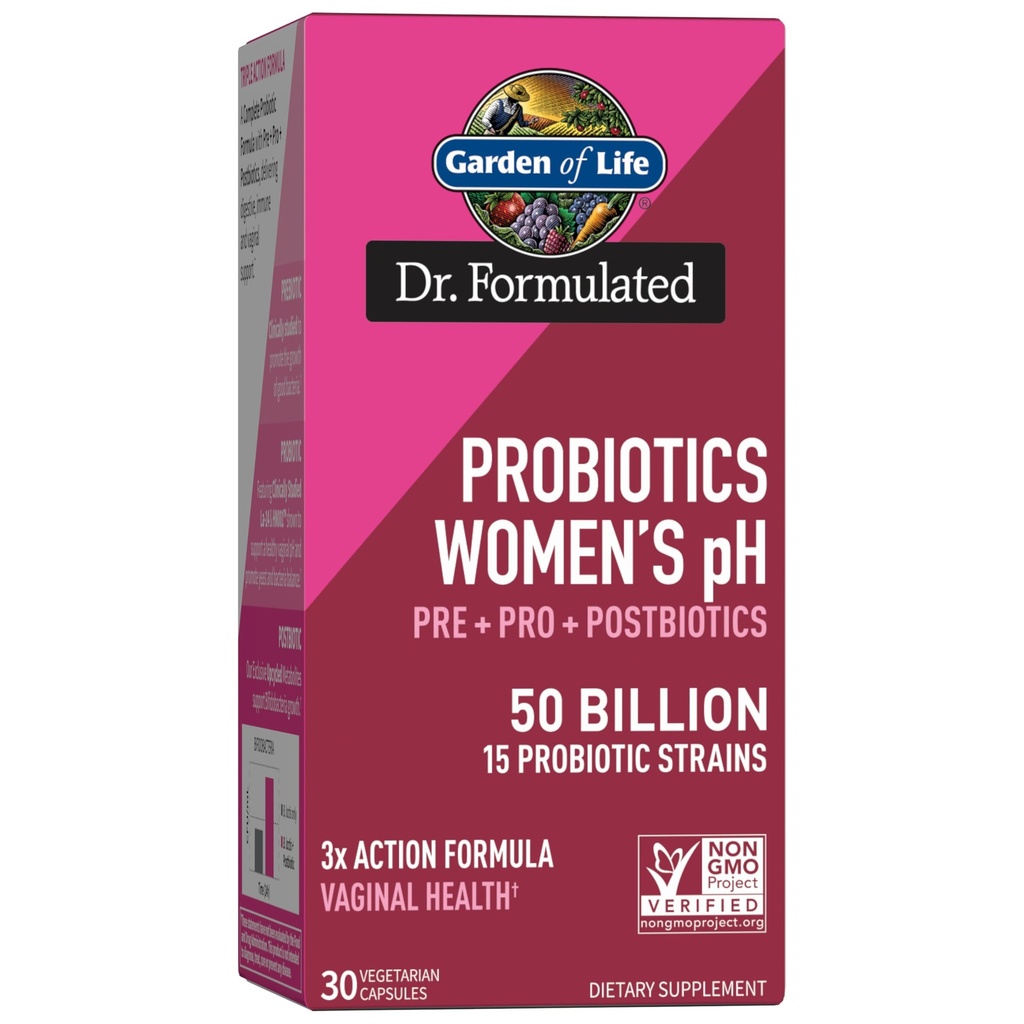 Aed elu Dr formuleeritud naiste pH probiootikumid 50 miljardit CFU, Pre + Pro + Postbiootikumid - seedetrakti, immuunsuse ja vaginaalse toetuse, kartuli, akaatsia, postbiootilised metaboliidid, 30 päeva pakkumine