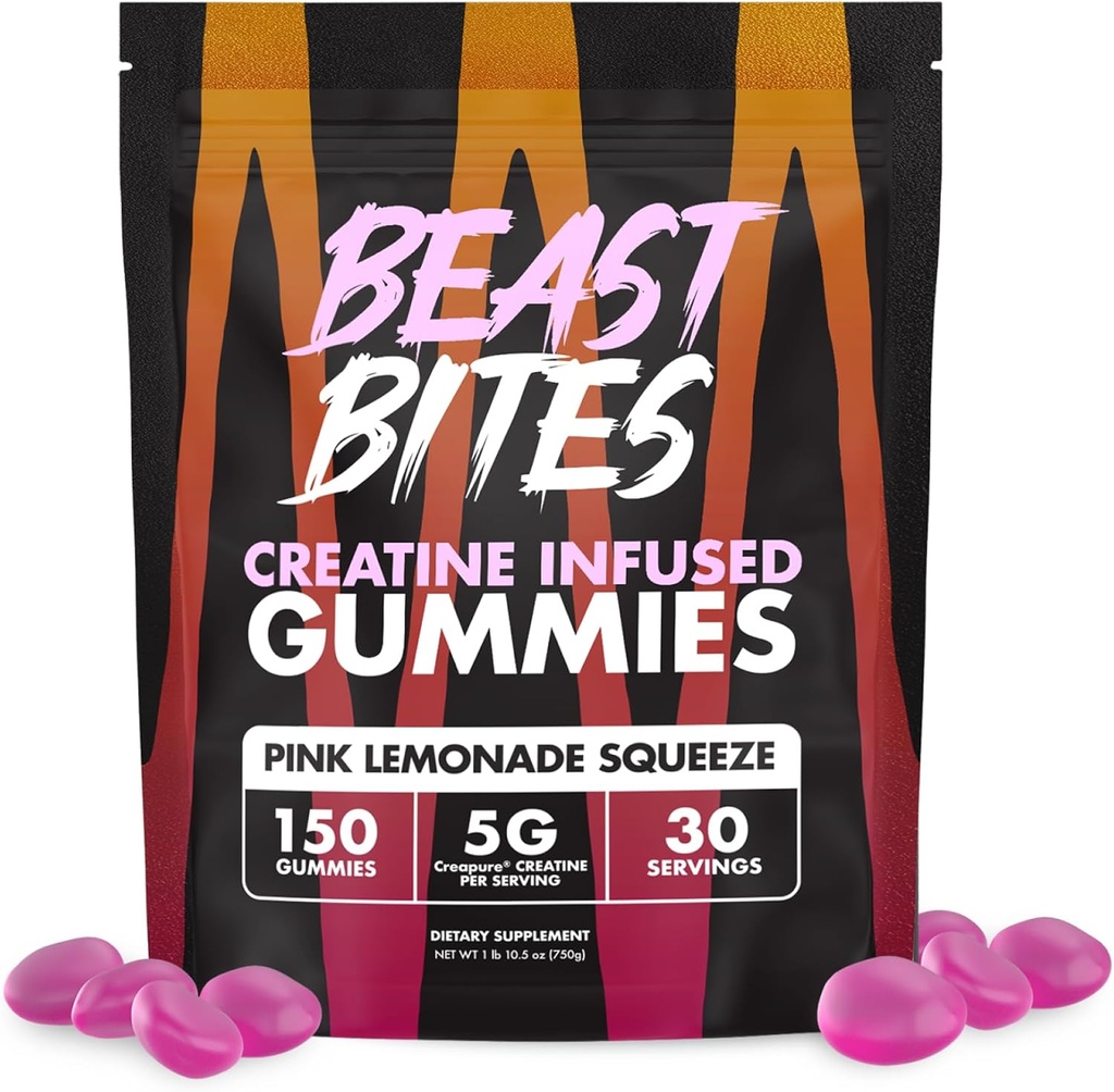 Beast Bits - Kreatiin Infundeeritud Gummies - 5 g Kreapur Kreatiin Monohüdraat Serving - NSF Sertifitseeritud Sport - 30 Serving