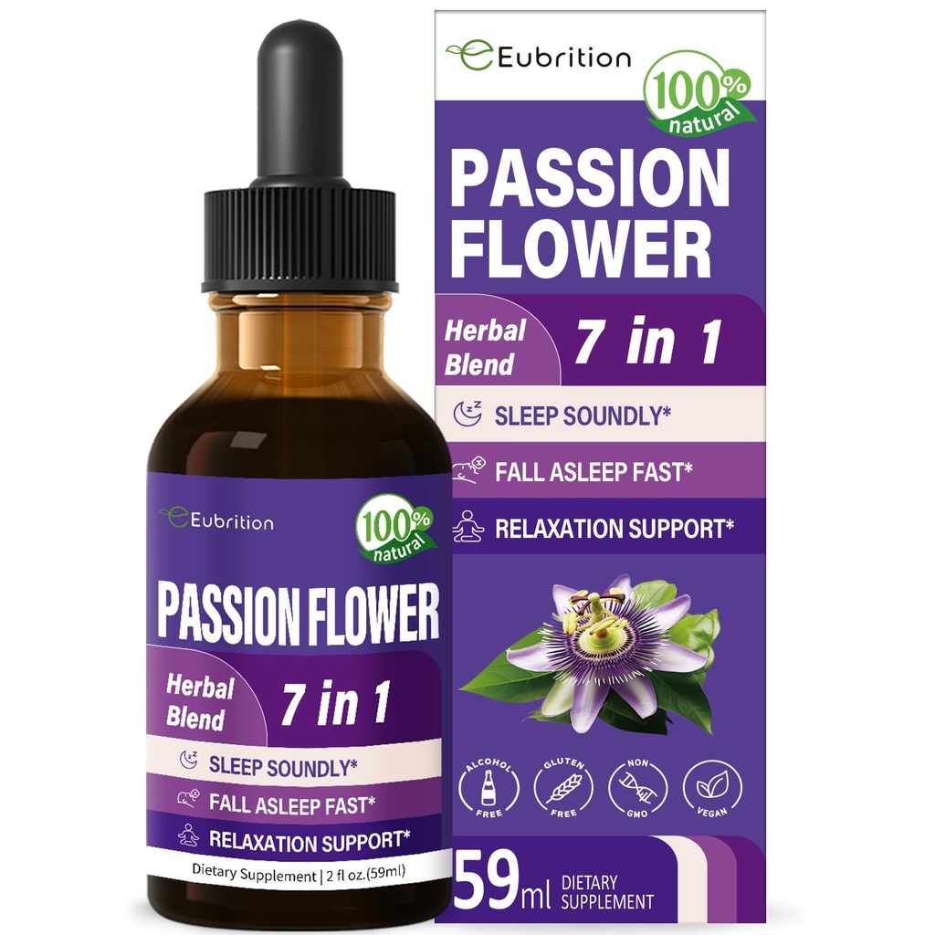 Passion Flower Vedelik tilgad Sleep Support, Natural Taimne valem Valerian Juur Kummel Väljavõte Toetus Sleep Soundly & Lõõgastav. Kõrge biosaadavuse täiendus.2oz
