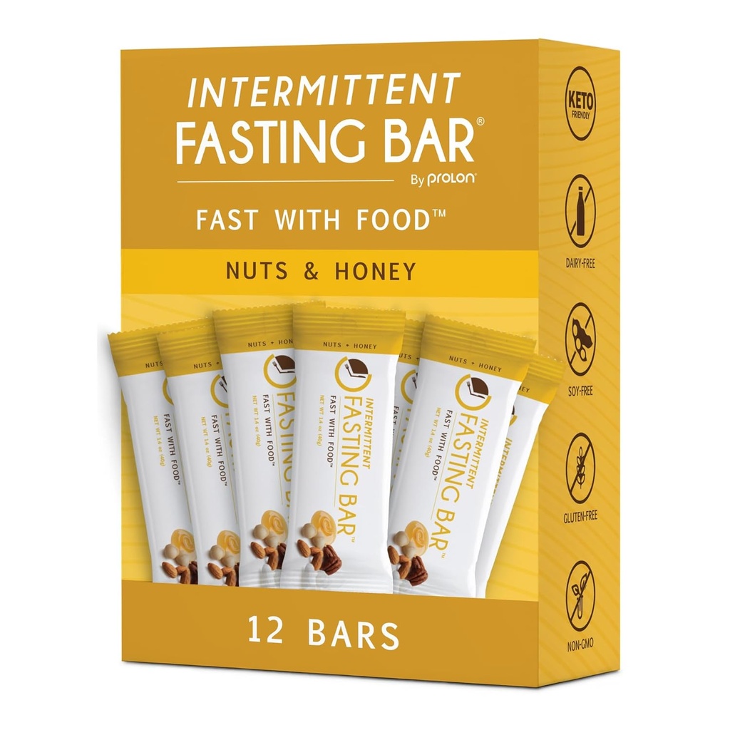 Prolon Fasting Bars | 6 g valku, 8 g kiudaineid | Keto-sõbralik, gluteenivaba, piimavaba, taimepõhine | Toitumine vahelduva paastumise jaoks | Formuleeritud mitte murda oma kiire | Pähklid ja mesi (12 Count)