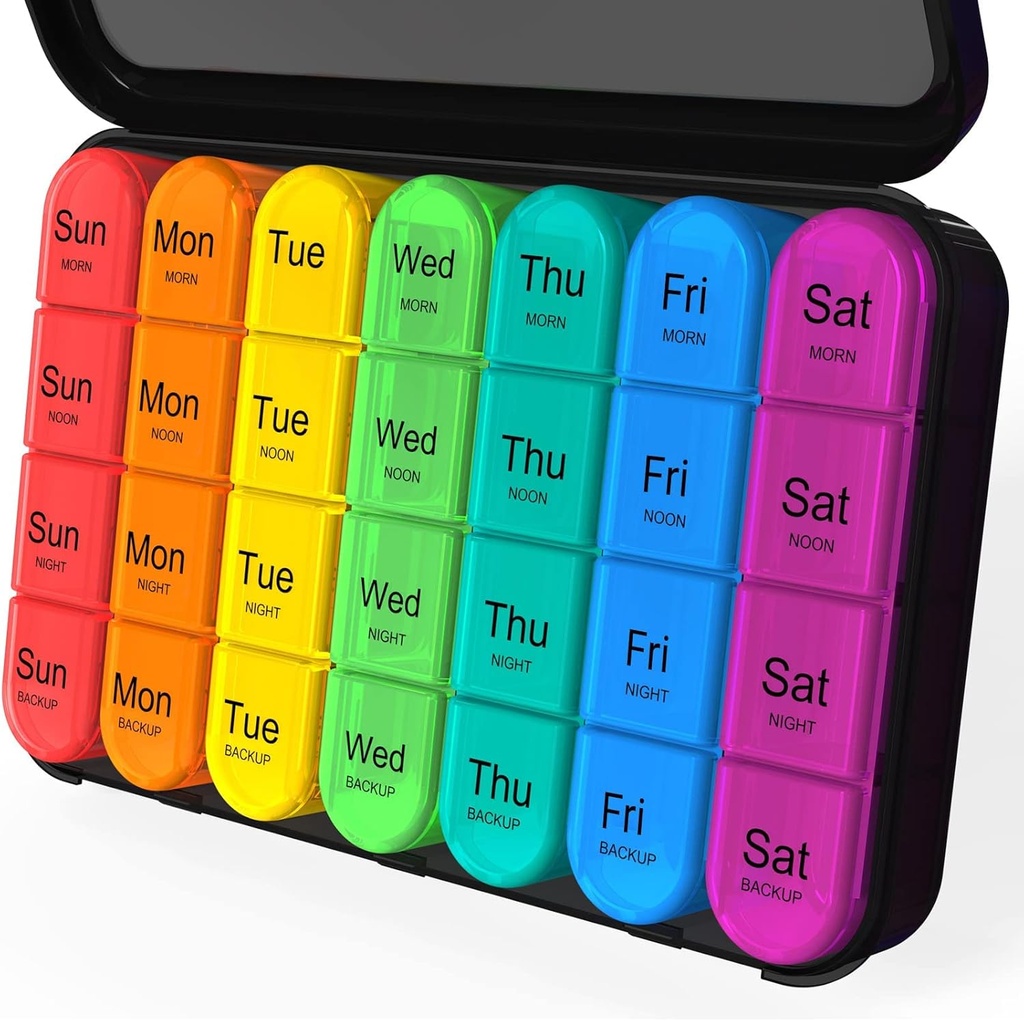 Daviky Pill Organizer 4 korda päevas - Pill Box 7 päeva, suur iganädalane meditsiin Pill Organizer reisimiseks eemaldatavate üksikute konteinerite, Pill Case hoida igapäevaseid vitamiine, toidulisandeid ja ravimeid